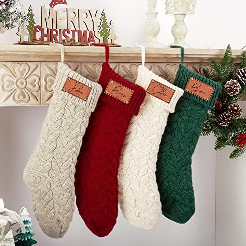 Најмногу персонализирани божиќни чорапи, врежано име на 18 -тина кабел плете големи Божиќни чорапи за деца семејно камин Декорација