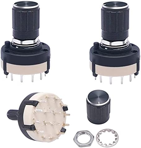 Outvi 3PCS 2P6T Switch Switch Band Channel Rotary Selector Switch 2 Пол 6 Позиција за избирање Позиција