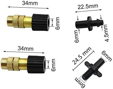 Ксих градинарски прскалки за наводнување 2 парчиња распрскувач на бакар со 4мм Барб или 6мм Алатки за земјоделство за земјоделство, градинарско