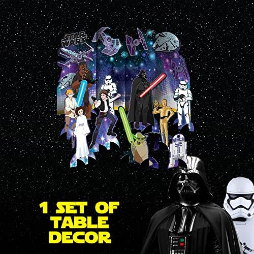 Amscan Star Wars Galaxy of Adventures Table Décor Backdrop & Wanking Swills- роденденска забава фаворизира деца девојки момче украси,