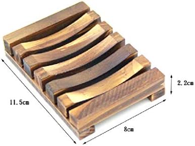 WSSBK Дома бања Дрвена сапун држач за сапун, мијалник за палуба за када, правоаголен, рачен занает, природен дрвен држач за сунѓери