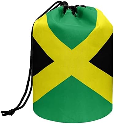 Тисуотинг Јамајка Знаме Врвка Шминка Организатор Патување Барел Козметичка Торба Тоалет Торба За Шминка Четки, Жолта, Зелена, Црна