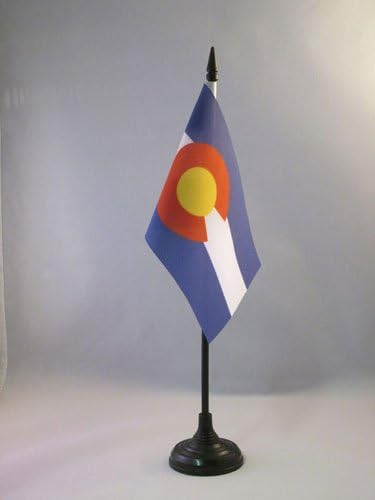 ЗНАМЕ На Аз Колорадо Знаме на Маса 4 х 6 - Американска Држава Колорадо Биро знаме 15 х 10 см-Црн Пластичен Стап И Основа