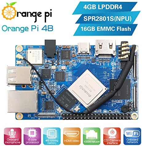 Портокалова PI 4B 4GB DDR4+16GB EMMC Flash Rockchip RK33999 со NPU SPR2801S Поддршка за одбор за развој на Android Ubuntu debian