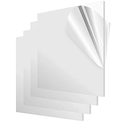 Акрилен лист чист фрлен плексиглас 8 x 8 инчи квадратен панел 1/8 дебела чиста пластична плоча Плекси Персекс плоча со заштитен филм