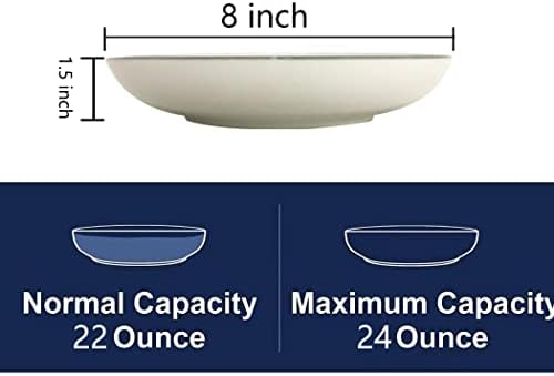 Лакистагу бели тестенини кои служат чинии 24 унца, бела керамичка симпатична јапонска салата за салата чинии за садови.8 инчи порцелански