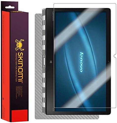 Skinomi Сребрена јаглеродна влакна Целосно тело Кожа компатибилна со Lenovo Yoga 900S Techskin со анти-меурчиња за заштитен екран на екранот
