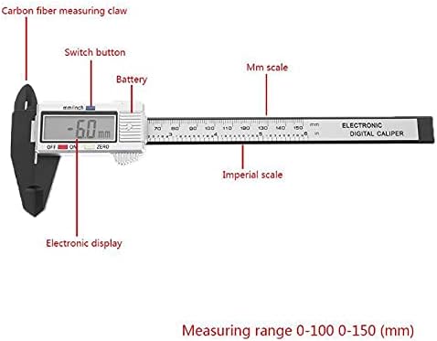 SJYDQ Пластичен дебеломер Електронски дигитален Верниер Калипер 0-150мм Алатки за мерење на дебелото црево