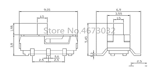 Преклопни прекинувачи 100pcs MSS22D18 SMT TOGGLE SWITCH SMD 6PINS HANDER HIGH 2MM 2P2T СВЕТСКИОТ СВЕТСКИ СВЕТСКИ СВЕТСКИ СВЕТИ