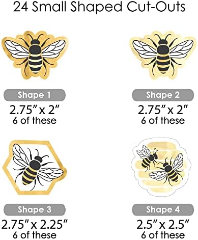 Голема точка на среќа Малку Bumblebee - Пчела бебе туш или роденденска забава DIY украси - Банер за облека од облека за облека - 44 парчиња
