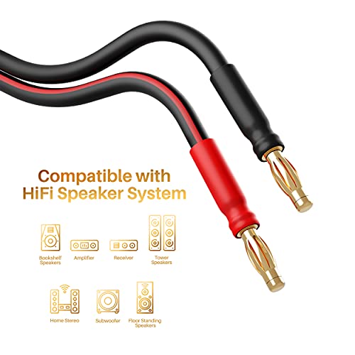 Gearit 14 AWG жица за кабел за звучник со приклучоци за банана 14Ga мерач банана жица за дво -жица дво -засилувач Hifi опкружувачки звук - 99,9%