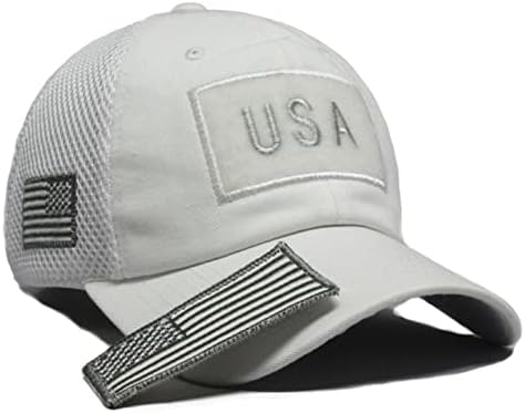 Воена замислете ја знамето на знамето на САД, бела одвојлива лепенка, микро решетка тактичка капа, една големина