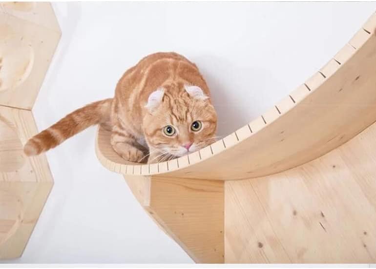 Tddgg Ѕид Монтирани Цврсто Дрво Мачка Скокање Платформа Мачка Качување Рамка Мачка Дрво Ѕид Мачка Мебел Расклопување Маче Отскочна Штица