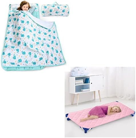 Детлер Нап Мат со отстранлива перница и ќебе, кит и стандардна големина дневна грижа/предучилишно креветче за деца со дремки,