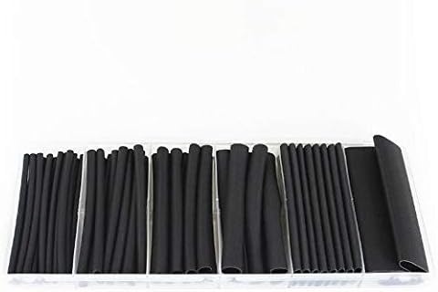 Црна цевка за ракави за ракави од 53 парчиња, водоотпорен сооднос 3: 1 асортиман Полиолефин лепило лепило наречен кабел за кабелски комплети за намалување на цевките