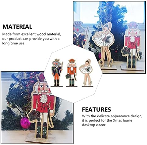Оревокршари Бројки 3 парчиња Божиќни оревци украси за оревци знаци дрвени оревици војници крал балет девојки фигура куклена играчка подароци