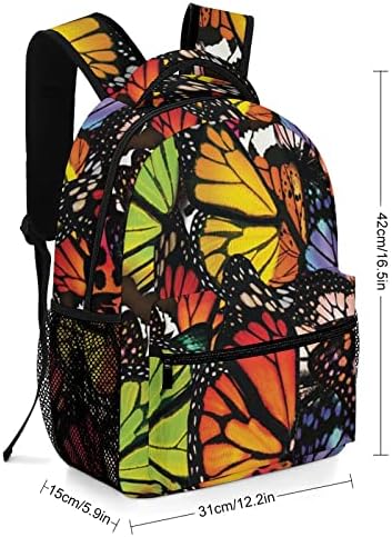 Шарени ранци за патувања со пеперутка мода рамо торба со мала тежина со повеќе џеб за училишна студија работа за купување