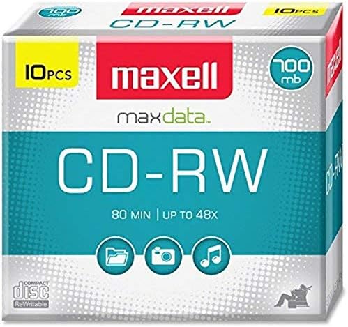 Maxell Max630011Rewrible CDR 4X CD-RW медиумско сребро со тенки случаи