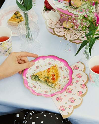 Табели за разговор навистина скромен разгалени цветни хартиени салфетки за чајна забава, розова