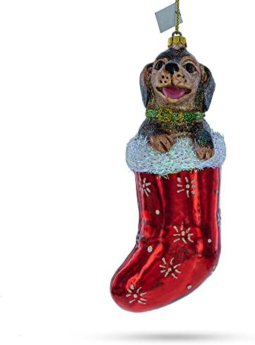 Среќно кученце во стакло за порибување Божиќен украс 5 инчи