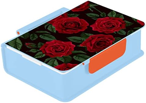 Алаза Црвена Роза Цвет Бенто Ручек Кутија Цветни Бпа-Слободен Истекување-Доказ Ручек Контејнери со / вилушка &засилувач; Лажица, 1
