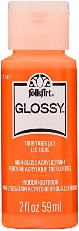 FolkArt, Tiger Lily Assote 2 fl Oz / 59ml брилијантна сјајна акрилна боја за лесни за примена на DIY занаети, уметнички материјали со сјајна завршница, 11819