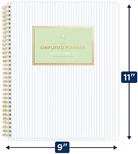 AT-A-Glance 2023-2024 Академски планер, поедноставен од Емили Леј, неделно и месечно, 8-1/2 x 11, големи, месечни јазичиња, флексибилно покритие,