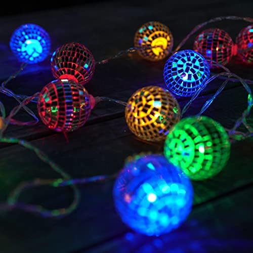 Западен слонова коска 20 LED 1,5 диско топки Стринг светла 10,5 метри, батерија управувана со преносна декоративна новина Божиќна празник виси