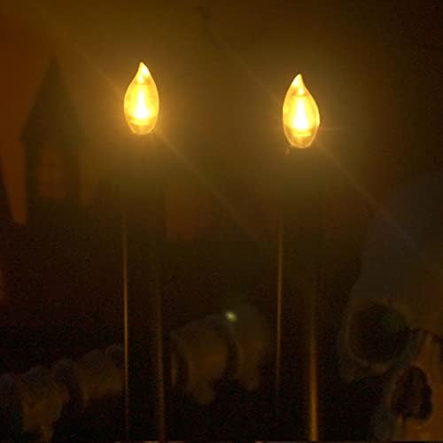 Батеријата управувана со црна свеќа за Ноќта на вештерките со далечински тајмер, 9 'реалистично треперење електрично високо светло светло