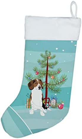 Богатства на Каролина WDK2965CS Beagle Tricolor Red Hicked 2 Божиќно Божиќно порибување, камин виси чорапи Божиќна сезона забава Декорации