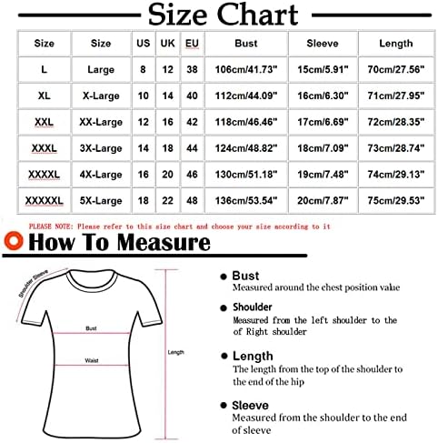 Летни Блузи За Жени 2023 Плус Големина Женски Обичен Краток Ливче Ракав Печатен В - Вратот Маица Лабава Блуза