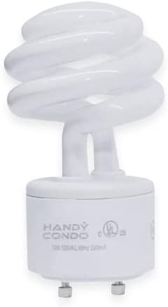 handycondo 13 Вати CFL GU24 Сијалица Со Две Огради-T2 Мини Спирални Светилки 4200k - 120v 60Hz Кул Бела Светлина-Пресврт Заклучување Компактен