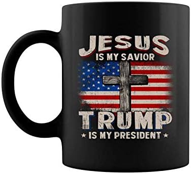 Исус е мојот Спасител Трамп е мојот претседател квадрат 2020 година подароци кафе кригла 11 и 15 мл