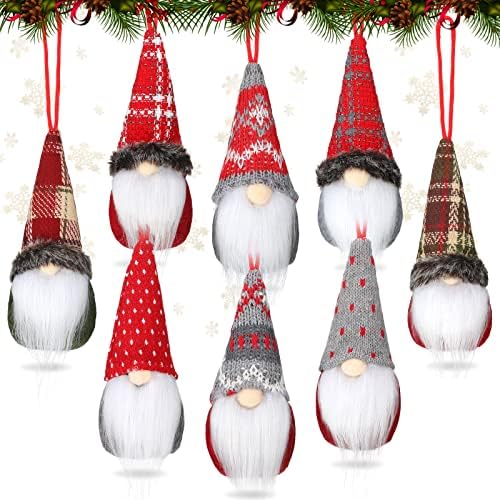 Божиќни шведски гноми украси рачно изработени кадифен тоте гном украси дрво виси гноми со капа и брада скандинавски шведски елф кукли за божиќни декор 8 стилови