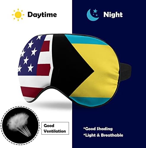 Американско И Бахамско Знаме Печатење Маска За Очи Светло Блокирање Маска За Спиење Со Прилагодлив Ремен За Патување Работа Во Смена За Спиење