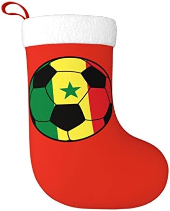 Waymay Senegal Soccer Christmas Stocking 18 инчи Божиќ што виси чорап класичен празник за украсување чорапи