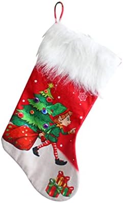 Декорации за забава и дијаманти за забави слатки 16 Божиќни чорапи крпа Божиќна чорапска торба и Божиќ висечки чорапи за украсување на забави и Божиќни цртани филмо