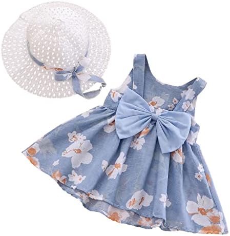 Бебе девојче Туту летен фустан без ракави, безвредни цветни цвеќиња, безглави фустани за принцеза, замав здолниште со слама капа