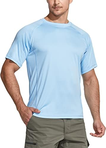 CQR машки UPF 50+ UV Sun Заштита на отворено кошули, атлетски трчање кошула со кратки ракави, ладни маици за суво вклопување
