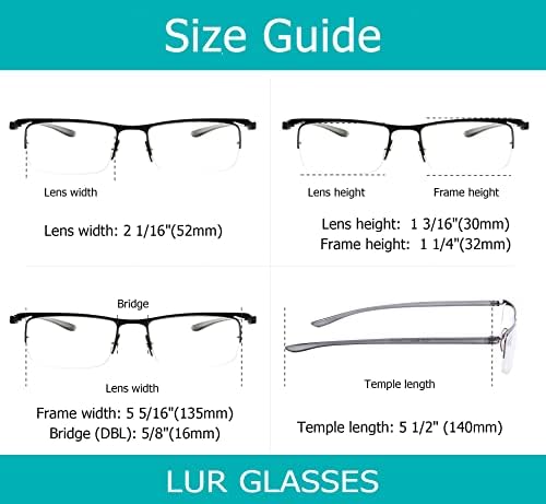 Лур 3 пакува очила за читање полу-раб + 6 пакувања класични очила за читање