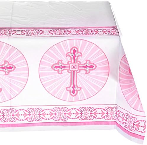 Уникатен зрачен крст розов религиозен пластичен чаршав, 84 x 54 -