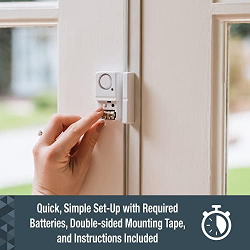 Сабер безжичен домашен безбедносен прозорец за прозорец со прозорец со гласна сирена од 120 dB, DIY лесен за инсталирање, 2-пакет