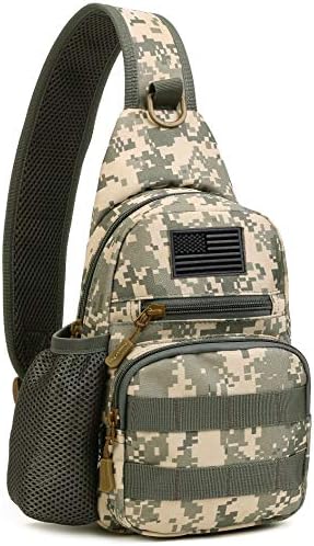 Заштитник плус тактичка торба за прашка воена мол крстосница пакет ранец на рамото на градите со држач за држач за вода, торбичка EDC, моторцикл