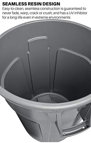 Гумамии Комерцијални производи Брутално тешки тркалезни ѓубре/конзерва за ѓубре - 55 галон - сиви и комерцијални производи брутална ѓубре конзерва со тркала, црна
