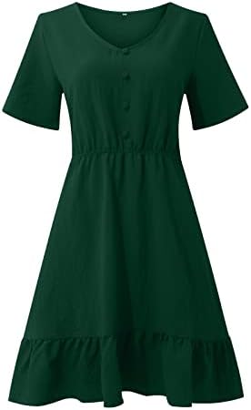 Amxyfbk женска цврста боја руфла полите со високи половини здолништа со кратки ракави со шифон со шифон, елегантен фустан за жени2023