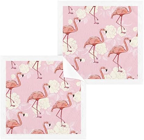 Алаза миење ткаенина сет розово фламинго - пакет од 6, памучни крпи за лице, високо апсорбирачки и меко чувство на прсти