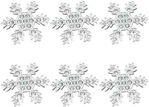 Амосфун 6 парчиња снегулки прстени за салфетка Божиќна салфетка за салфетка центар за одмор сребрени снегулки држачи за салфетка