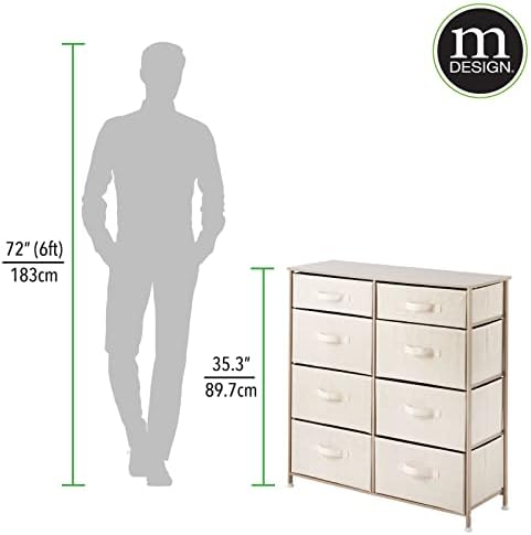 Mdesign 35.3 Висока челична рамка/дрво за складирање мебел за мебел, 8 отстранливи фиоки за тенок ткаенина - Организатор на високи биро за спална