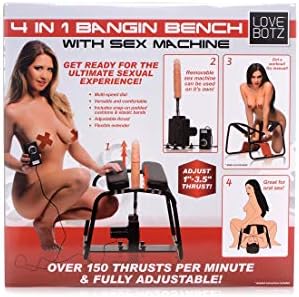 Lovebotz 4 во 1 Bangin Bench & Sex Machine со повеќекратно бирање за BDSM мажи, жени, парови и соло-игра. Адаптер за заклучување на петел повеќе додатоци за повеќекратни додатоци и елас