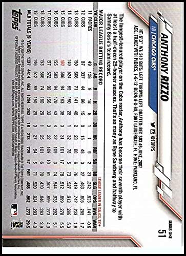 2020 Топс серија 1 Бејзбол 51 Ентони Рицо Чикаго Кабички Официјална картичка за тргување со МЛБ